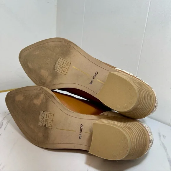 Dolce Vita Sonni ankle booties tan leather pointed toe snakeskin print heel 7.5 - Picture 11 of 11